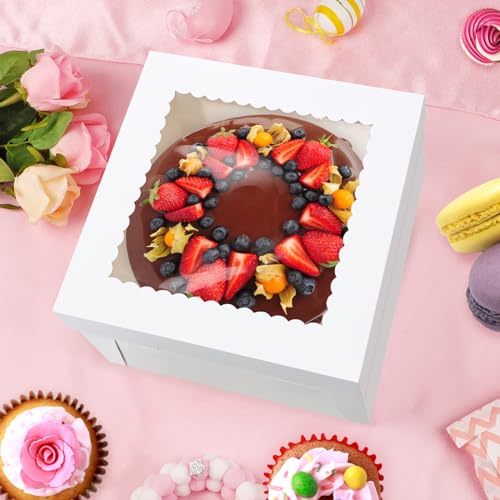 WINKIO Cake Boxes 8 inch, Cake Carrier Holder, Storage Transport Container - size: 8x8x8