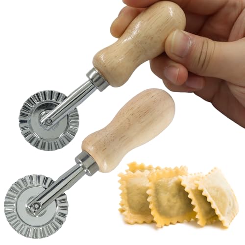 2Pcs Pasta Cutter Fluted Pastry Wheel Roller, 1.5 Inch Diameter