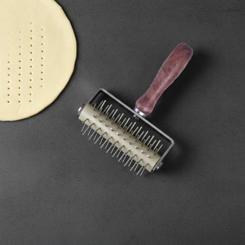 Stainless Steel Pizza Dough Docker Roller Pastry Docker Wheel Rolling Pin for Homemade Baking Cake Crackers Pie Hole Maker