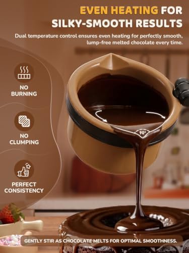 Electric Chocolate Melting Pot, 4-Cup Chocolate, 2 Insert Pots - color: Black