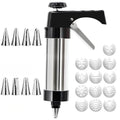 Cookie Press Kit, Stainless Steel Cookie Gun with 13 Discs & 8 Nozzles, Effortless Cookie Maker and Frosting Decorating Tool for Bakers