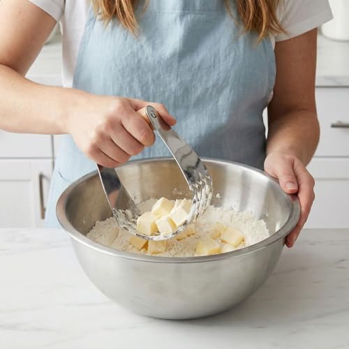 Stainless Steel Dough Blender - Professional Pastry Cutter with 5-Blades Dough Masher for Butter,Cookie,Baking with Ergonomic Handle