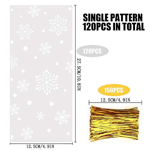 CCINEE Snowflake Treat Bag,Christmas Cellophane Bag with Twist Ties Candy Cookie Bags for Party Supplies,120PCS - color: Christmas 2-120pcs