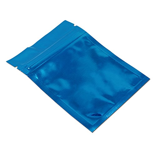 100 Pack 2.7x3.9 inch Opaque Blue Reusable Resealable Mylar Bags - color: Blue, size: 2.7x3.9 inch