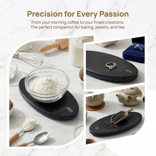Digital Tea Scale 0.1g - Rechargeable Portable Coffee Scal - color: Black