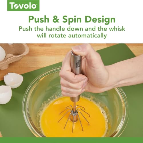 Tovolo Spinning Hand Push Whisk 12 Inch for Whipping and Mixing - style: 12" Hand Push Whisk
