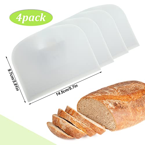 Queekay 4 Pcs Plastic Dough Scraper, Flexible Bowl Bench Scraper
