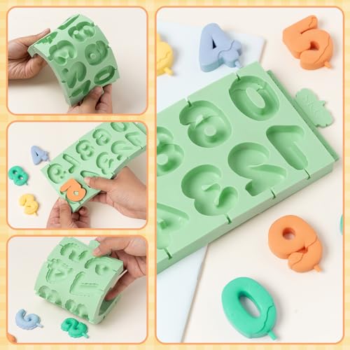 KALAIEN 0-9 Number Silicone Mold, 2 Pack 3D Chocolate Fondant Molds