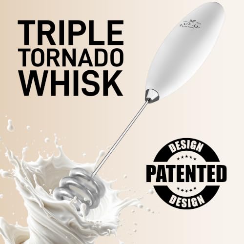 Zulay Kitchen Powerful Milk Frother Wand With Duracell Batteries - Ultra Fast Handheld Drink Mixer - Electric Whisk Foam Maker for Coffee, Lattes, Cappuccino & Matcha - Triple Whisk - Luna White - color: 12 - White, size: Triple Whisk + Batteries
