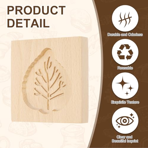 uxcell Cookie Stamp Wooden Cookie Cutter Baking Tools Leaves