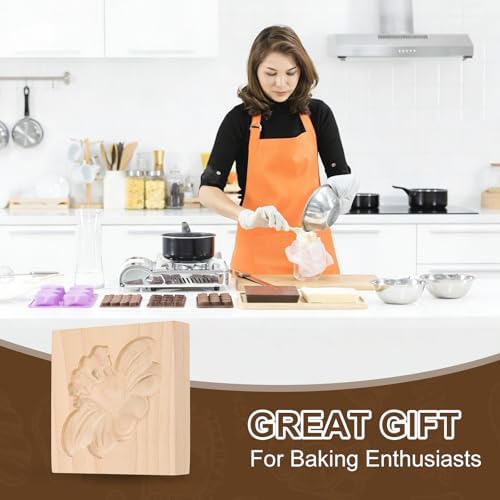uxcell Cookie Stamp Wooden Cookie Cutter Baking Tools Daffodil