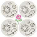 4PCS White Rose Silicone Fondant Molds, Mini Dessert Rose Flower Teapot Mold, Candy Chocolate Ice Cube Fondant Molds