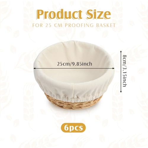 Bread Proofing Basket Cloth Liner 6Pcs 10 Inch Round Banneton Liner Natural Rattan Banneton Bread Proofing Cover Basket Cloth Liner Sourdough Bread Baking Supplies Cloth Bowl Covers for Bread Proofing - color: Round, size: 10 Inch