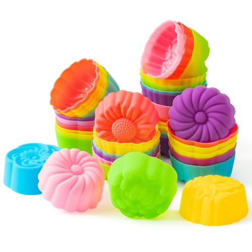 R HORSE Mini Silicone Cupcake Molds, 2 Inch Flower Shapes Baking Cups - color: Morning Glory