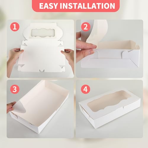 50 Pcs Cookie Boxes with Window 12 x 5.5 x 2.5 Inch