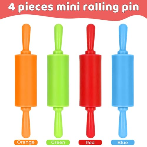 4 Pack Mini Rolling Pin for Kids,9 Inch Non-Stick with Plastic Handle