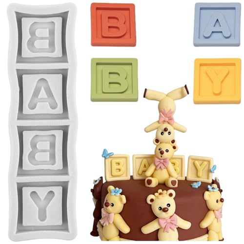 3D Baby Blocks Chocolate Silicone Mold BABY Letter Fondant Molds - color: Style E