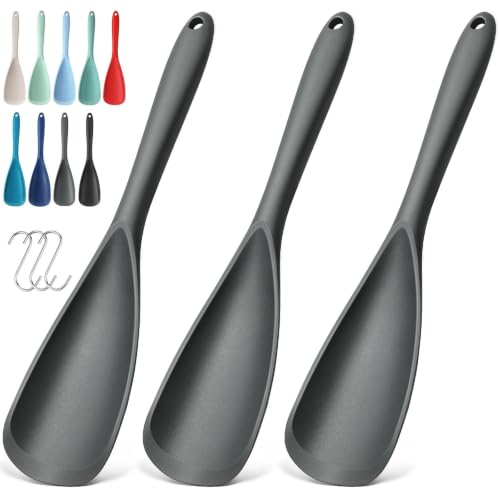 3 PACK Silicone Cooking Spatula & Spoon for Nonstick Cookware, BPA-Free - color: 3 Pack Grey