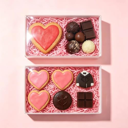 50 Pack 9.5x6x1.25 Inch Cookie Boxes with Window Bakery Boxes