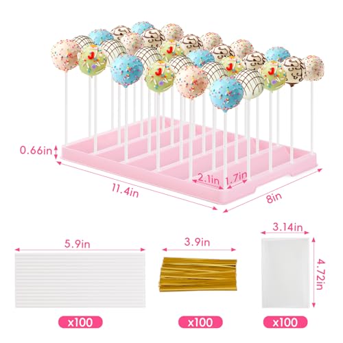 VIVIRBIEN Pink Cake Pop Stand, 30 Holes Lollipop Display Holder Kit - color: pink