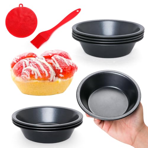 8 Pack Mini Pie Pans, 5 Inch Pie Tins Reusable Round Small Pie Pans, Carbon Steel Mini Tart Pan Nonstick Round Small Pie Tins for Baking Dessert, Fruit Pie and Meat Pie - color: 5-inch Set of 8