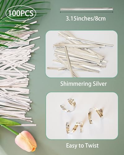 3.5mm 4-inch CHELIZIYA Paper Lollipop Sticks and Wrappers Silver Set - color: Silver