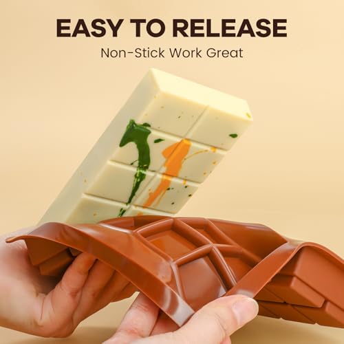 Dubai Chocolate Molds 1 Inch Deep, Silicone Chocolate Bar Mold – Non-Stick, Flexible, Large and Thick Homemade Chocolates, Candies, and Desserts - Set of 1 - color: Choco:1PC