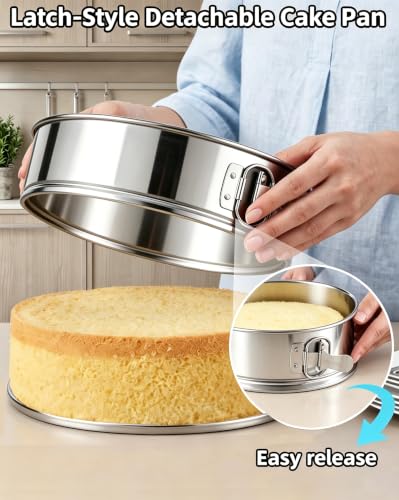 9 Inch Springform Pan, Nonstick Cheesecake Pan with Removable Bottom - size: 9 Inch Silver
