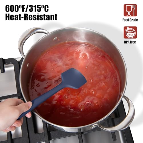 Doosu 600°F Heat Resistant Silicone Large Spatula, 11.4in, Navy Blue - color: Navy Blue, size: 11.4in (Flat Spatula)