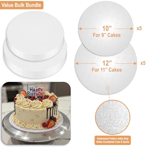 BOARDS+ 1/4" Thick Cake Drum 10 & 12 Inch (2 Sizes) Value Bundle - size: 10"+12" (10 Pack)