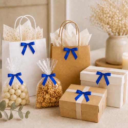 50 Pcs Satin Bows with Twist Ties, 2.5 Inch Gift Wrapping Bows, Royal Blue - color: Royal