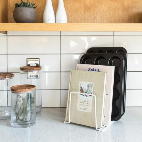 Better Houseware Pot Pan Organizer Under Cabinet Pot Lid Organizer Pan Organizers Inside Cabinet, Adjustable Cutting Board Organizer, Pots and Pans Organizer for Cabinet Storage, 4 Divided Slots
