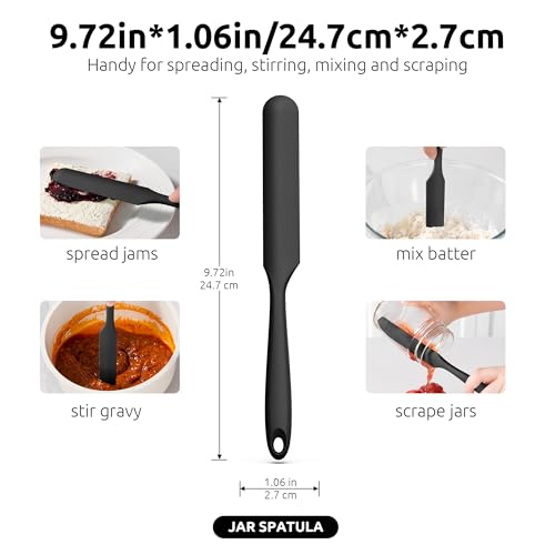 U-Taste Skinny Silicone Jar Spatula Scraper, 10in Sourdough Tool, Black - color: Black, size: 9.72 in