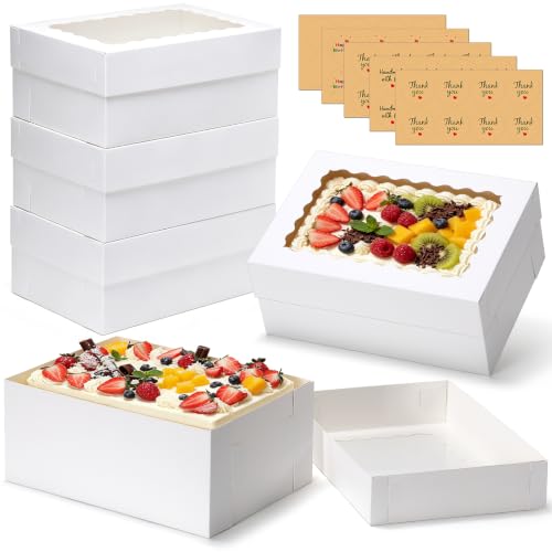 30pcs 14x10x6in Rectangular Quarter Sheet Cake Boxes with Window - size: 14x10x6inch