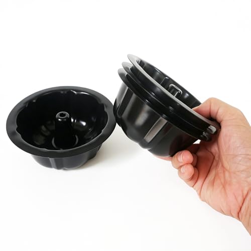 4 Inch Small Flute Tube Ring Cake Pan, Nonstick Kugelhopf Mold - color: 4 Inch - Black - Pumpkin