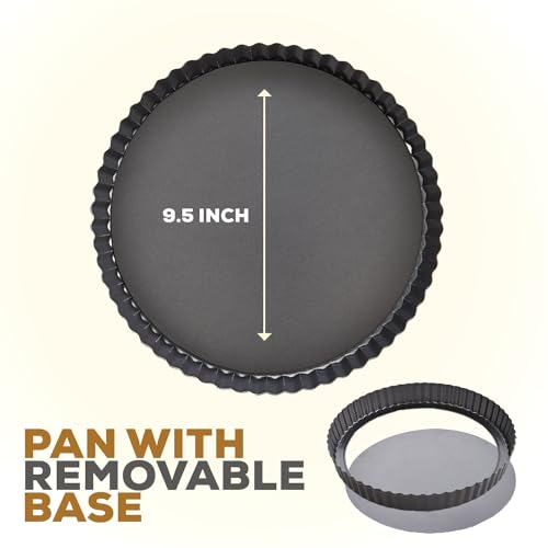 Mrs. Anderson's Baking Quiche Pan, Removable Base, Non-Stick Carbon Steel, PFOA Free, 9.5-Inch, Set of 2 - size: 9.5-Inch, Round, Set/2