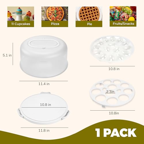 NPLUX Cake Carrier with Lid and Handle White Cake Containers, BPA-Free - color: White