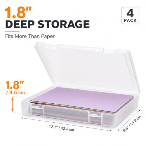 CraftGenes 4 Pack Scrapbook Paper Storage Boxes for Letter and A4 Paper