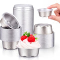Eaasty 150 Pcs 1.6 oz Mini Aluminum Foil Baking Cups with Lids, Silver - color: Silver