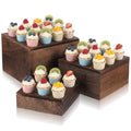 Kenaoeoe 3 PCS Wood Cake Stand Rustic Stackable Square Risers Display Stands for Dessert Table Wedding Party Buffet Food Presentation