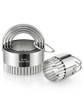 Biscuit Cutter Set with Handle, 5pcs Fluted Cookie Cutters - style: 5 Sizes - Wave