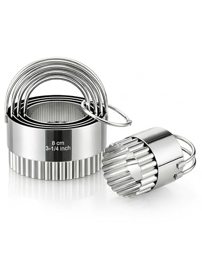 Biscuit Cutter Set with Handle, 5pcs Fluted Cookie Cutters - style: 5 Sizes - Wave