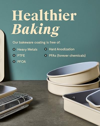 Caraway Non-Stick Ceramic-Coated 1 lb Loaf Pan Duo - color: Cream, size: 2x Loaf Pan (1lb)