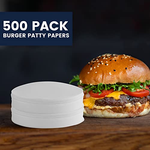 Yenmoz 500 PCS 4.5 Inch Hamburger Patty Paper Round White Parchment Paper - size: Round, 4.5 inch diameter