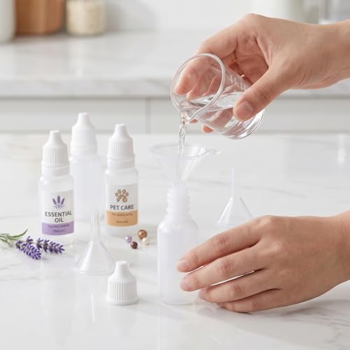 Chedin 5 PCS 4 Bottles + 1 Funnel 15ml 0.5oz Small Plastic Dropper Bottles -Empty,Portable & Refillable Travel Containers for Eye Drops