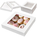 Mefleet 20Pcs 14x14x2.5 Bakery Boxes with Window Pie Pastry Boxes White
