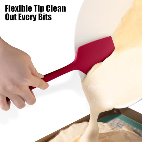 Doosu 600°F Heat Resistant Silicone Large Spatula, 11.4in, Red - color: Red, size: 11.4in (Flat Spatula)