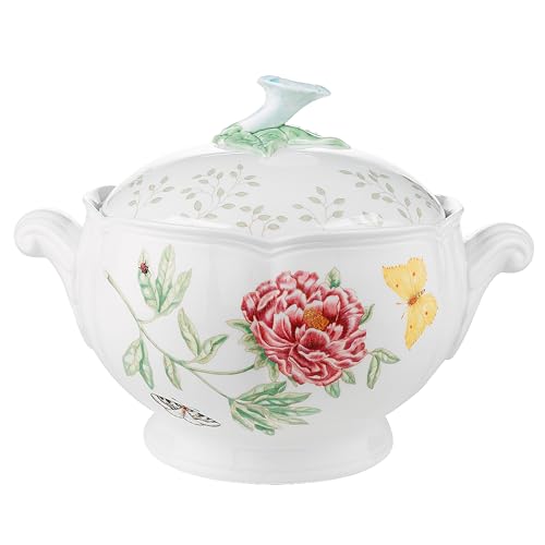Lenox Butterfly Meadow Round Covered Casserole, 2 piece, white body - - style: Covered Casserole Dish