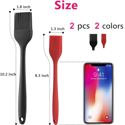 Hhyn Silicone Basting Pastry Brush Set 2 Pack - color: 2 Pcs Black + Red
