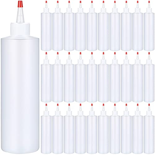 16 oz 30 Pack 16 oz Plastic Condiment Squeeze Bottles for Sauces, Red - color: Red
